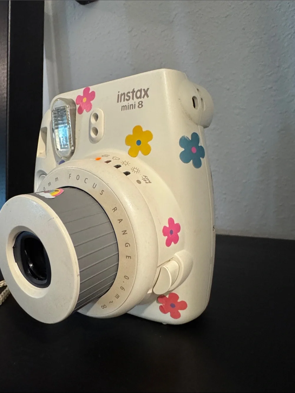Fujifilm Instax Mini 8 White Instant Camera with Multicolor Floral Accents